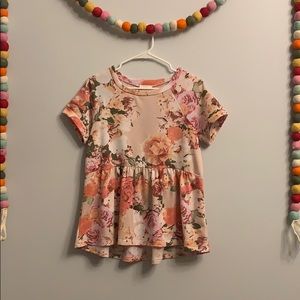 Loose Floral Peplum Blouse